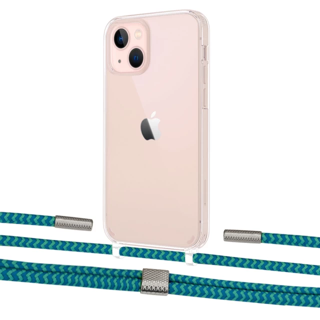 Чохол Upex Crossbody Protection Case для iPhone 13 Crystal with Twine Cyan and Fausset Silver (UP83590)