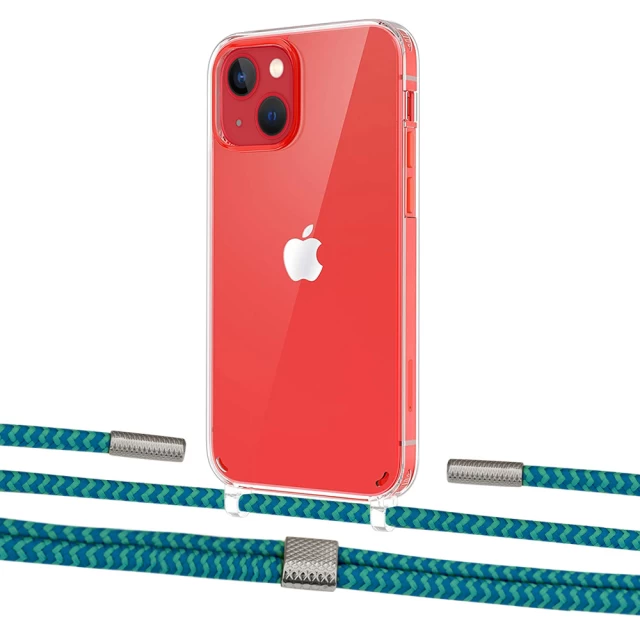 Чехол Upex Crossbody Protection Case для iPhone 13 mini Crystal with Twine Cyan and Fausset Silver (UP83743)