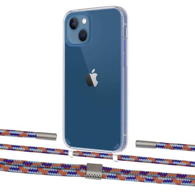 Чехол Upex Crossbody Protection Case для iPhone 13 Crystal with Twine Blue Sunset and Fausset Silver (UP83592)
