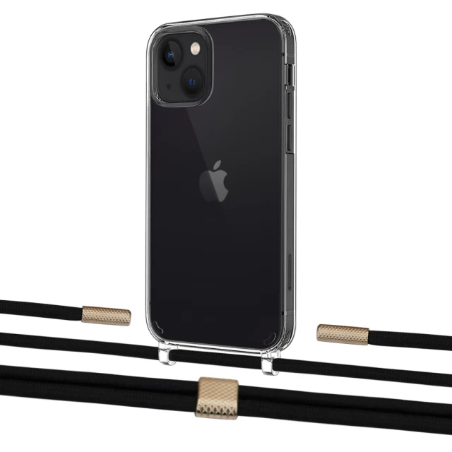 Чохол Upex Crossbody Protection Case для iPhone 13 mini Crystal with Twine Black  and Fausset Gold (UP83749)