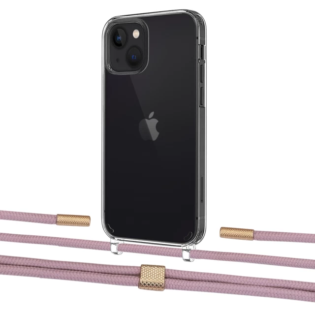 Чехол Upex Crossbody Protection Case для iPhone 13 mini Crystal with Twine Rose Gold and Fausset Gold (UP83751)