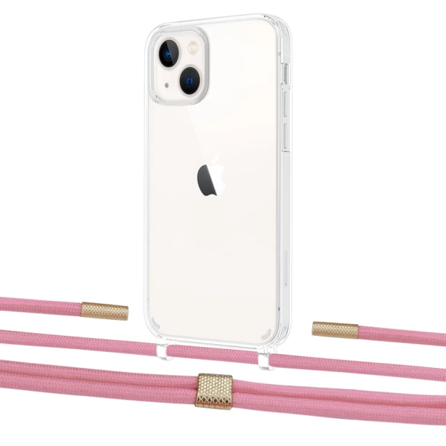 Чехол Upex Crossbody Protection Case для iPhone 13 Crystal with Twine Coral and Fausset Gold (UP83599)