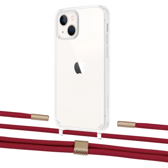 Чехол Upex Crossbody Protection Case для iPhone 13 mini Crystal with Twine Red and Fausset Gold (UP83753)