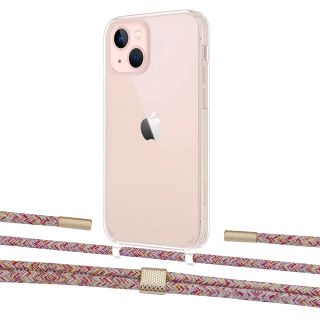 Чохол Upex Crossbody Protection Case для iPhone 13 Crystal with Twine Mulberry and Fausset Gold (UP83606)