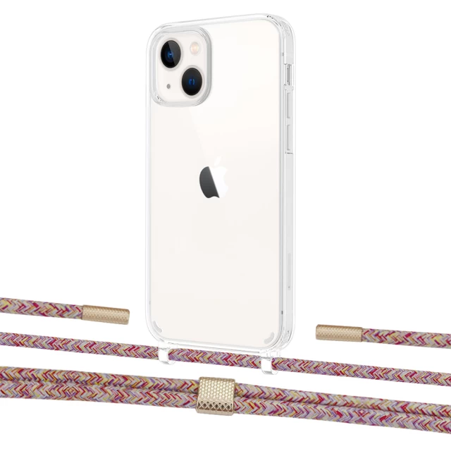 Чохол Upex Crossbody Protection Case для iPhone 13 mini Crystal with Twine Mulberry and Fausset Gold (UP83759)