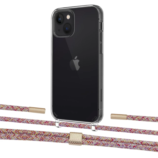 Чохол Upex Crossbody Protection Case для iPhone 13 Crystal with Twine Mulberry and Fausset Gold (UP83606)