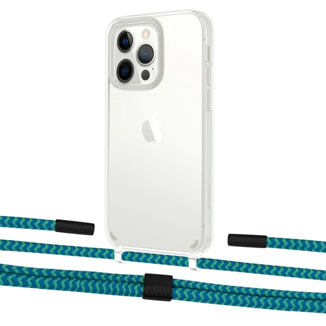 Чехол Upex Crossbody Protection Case для iPhone 13 Pro Crystal with Twine Cyan and Fausset Matte Black (UP83624)