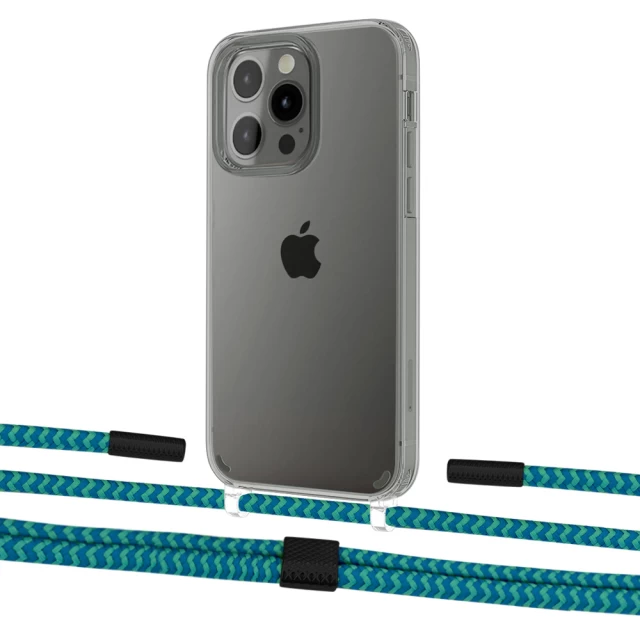 Чехол Upex Crossbody Protection Case для iPhone 13 Pro Max Crystal with Twine Cyan and Fausset Matte Black (UP83675)