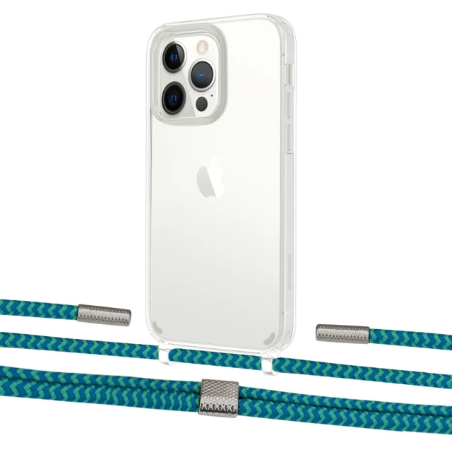 Чохол Upex Crossbody Protection Case для iPhone 13 Pro Crystal with Twine Cyan and Fausset Silver (UP83641)