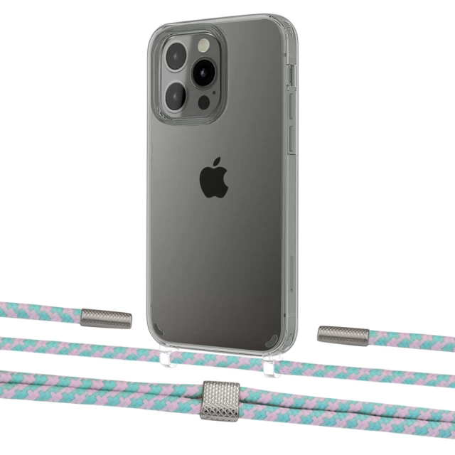 Чехол Upex Crossbody Protection Case для iPhone 13 Pro Crystal with Twine Turquoise and Fausset Silver (UP83644)