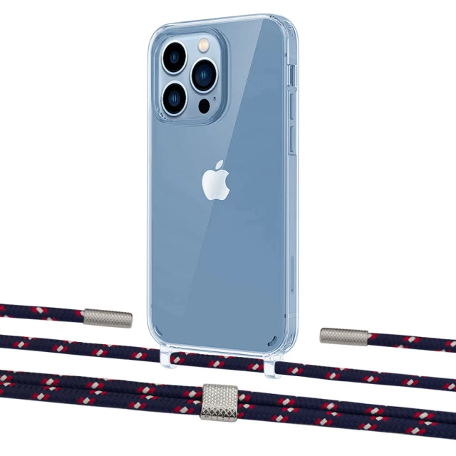 Чохол Upex Crossbody Protection Case для iPhone 13 Pro Crystal with Twine Blue Marine and Fausset Silver (UP83645)
