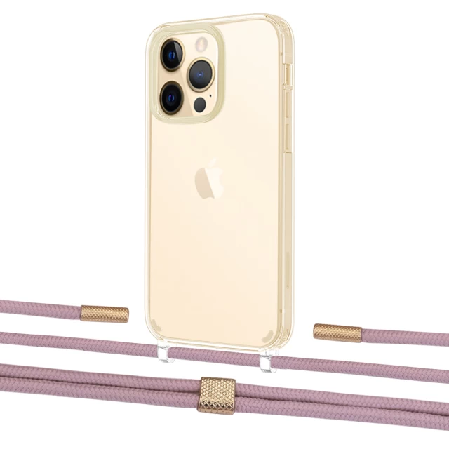 Чохол Upex Crossbody Protection Case для iPhone 13 Pro Max Crystal with Twine Rose Gold and Fausset Gold (UP83700)