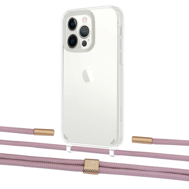 Чохол Upex Crossbody Protection Case для iPhone 13 Pro Crystal with Twine Rose Gold and Fausset Gold (UP83649)