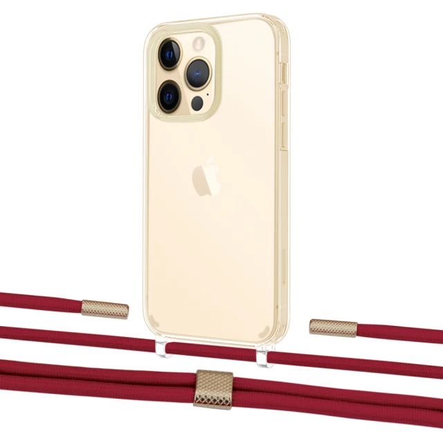 Чохол Upex Crossbody Protection Case для iPhone 13 Pro Crystal with Twine Red and Fausset Gold (UP83651)