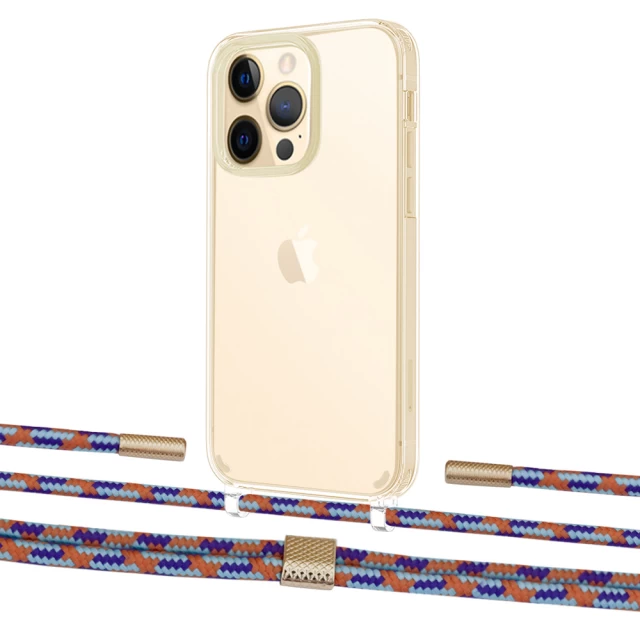 Чехол Upex Crossbody Protection Case для iPhone 13 Pro Crystal with Twine Blue Sunset and Fausset Gold (UP83660)