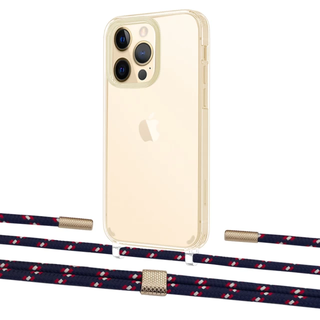 Чохол Upex Crossbody Protection Case для iPhone 13 Pro Crystal with Twine Blue Marine and Fausset Gold (UP83662)