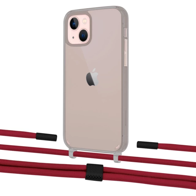 Чохол Upex Crossbody Protection Case для iPhone 13 mini Dark with Twine Red and Fausset Matte Black (UP84490)