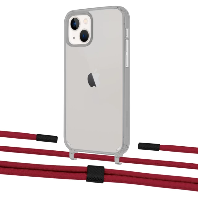 Чохол Upex Crossbody Protection Case для iPhone 13 mini Dark with Twine Red and Fausset Matte Black (UP84490)