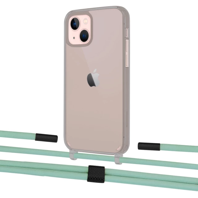 Чехол Upex Crossbody Protection Case для iPhone 13 Dark with Twine Pistachio and Fausset Matte Black (UP84340)