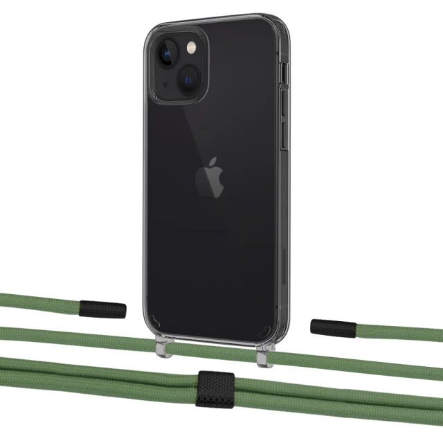 Чехол Upex Crossbody Protection Case для iPhone 13 Dark with Twine Mint and Fausset Matte Black (UP84342)