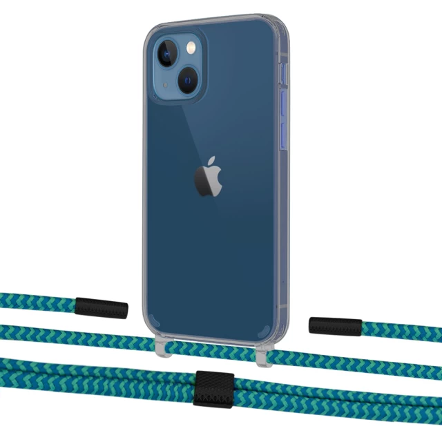 Чехол Upex Crossbody Protection Case для iPhone 13 Dark with Twine Cyan and Fausset Matte Black (UP84344)
