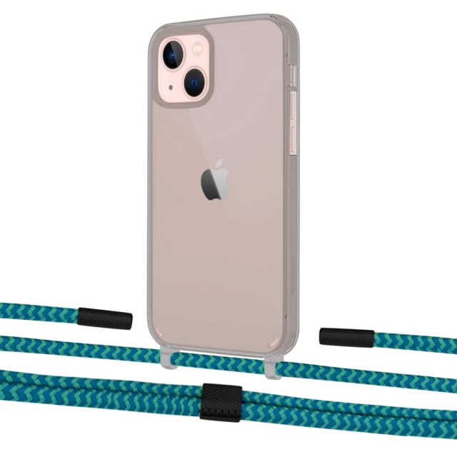 Чохол Upex Crossbody Protection Case для iPhone 13 Dark with Twine Cyan and Fausset Matte Black (UP84344)