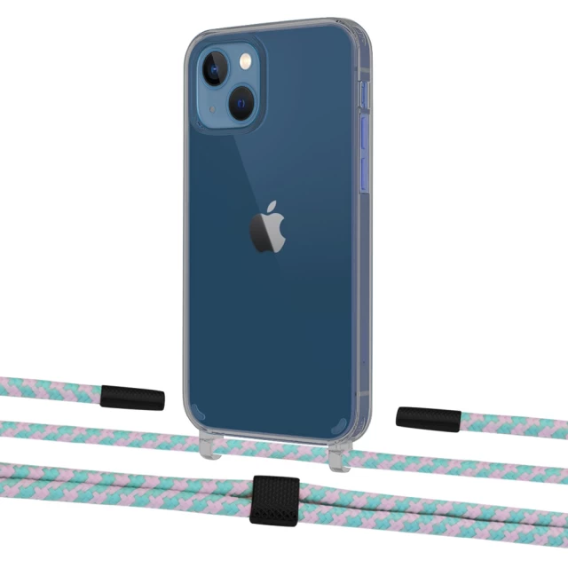 Чохол Upex Crossbody Protection Case для iPhone 13 Dark with Twine Turquoise and Fausset Matte Black (UP84347)
