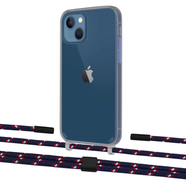 Чохол Upex Crossbody Protection Case для iPhone 13 Dark with Twine Blue Marine and Fausset Matte Black (UP84348)