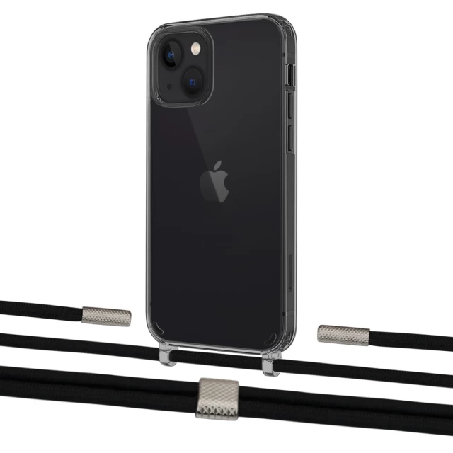 Чехол Upex Crossbody Protection Case для iPhone 13 Dark with Twine Black  and Fausset Silver (UP84350)