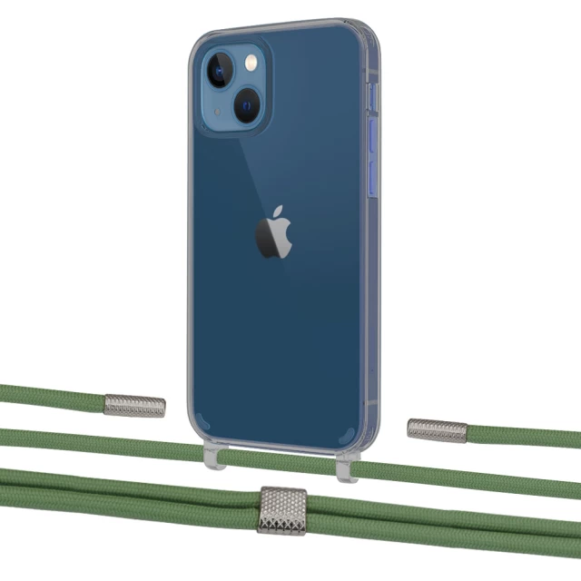 Чохол Upex Crossbody Protection Case для iPhone 13 Dark with Twine Mint and Fausset Silver (UP84359)