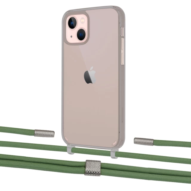 Чохол Upex Crossbody Protection Case для iPhone 13 mini Dark with Twine Mint and Fausset Silver (UP84512)