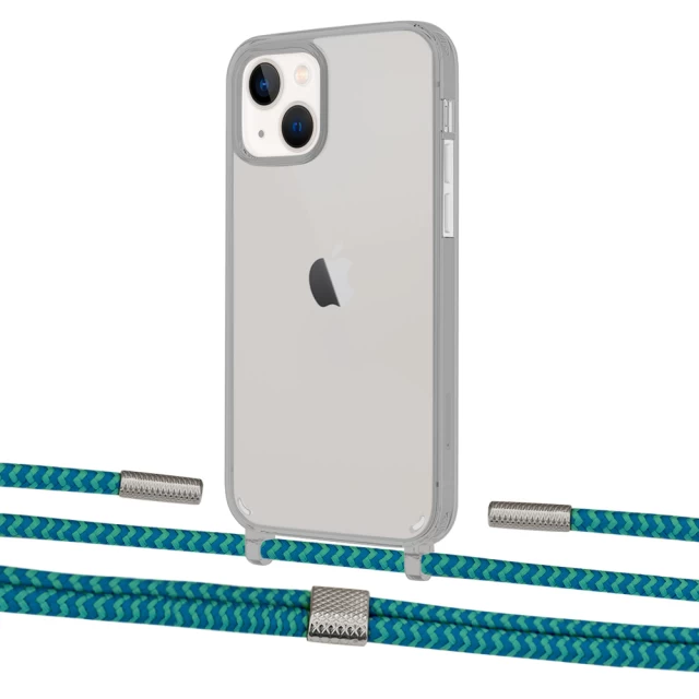 Чохол Upex Crossbody Protection Case для iPhone 13 Dark with Twine Cyan and Fausset Silver (UP84361)