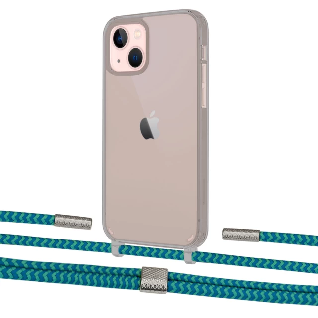 Чохол Upex Crossbody Protection Case для iPhone 13 mini Dark with Twine Cyan and Fausset Silver (UP84514)