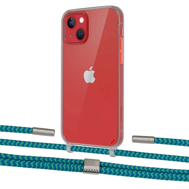 Чохол Upex Crossbody Protection Case для iPhone 13 Dark with Twine Cyan and Fausset Silver (UP84361)