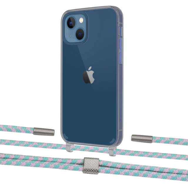 Чохол Upex Crossbody Protection Case для iPhone 13 mini Dark with Twine Turquoise and Fausset Silver (UP84517)