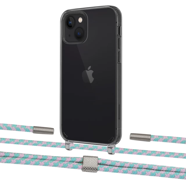 Чехол Upex Crossbody Protection Case для iPhone 13 Dark with Twine Turquoise and Fausset Silver (UP84364)
