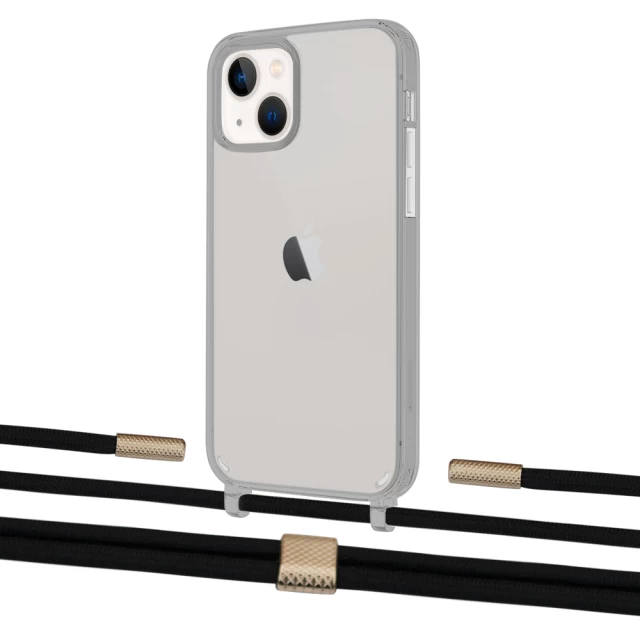 Чехол Upex Crossbody Protection Case для iPhone 13 Dark with Twine Black  and Fausset Gold (UP84367)