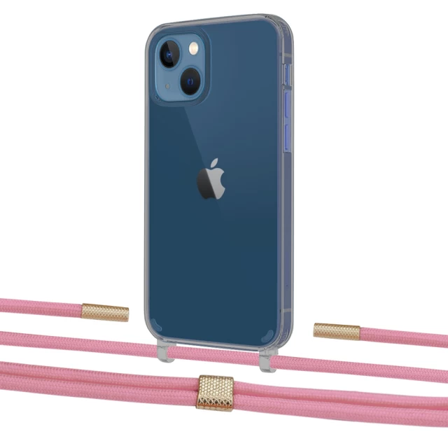 Чохол Upex Crossbody Protection Case для iPhone 13 Dark with Twine Coral and Fausset Gold (UP84370)