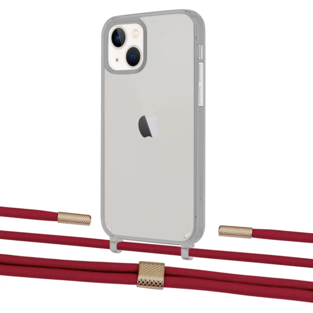 Чехол Upex Crossbody Protection Case для iPhone 13 Dark with Twine Red and Fausset Gold (UP84371)