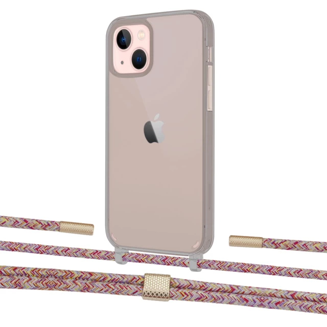 Чохол Upex Crossbody Protection Case для iPhone 13 Dark with Twine Mulberry and Fausset Gold (UP84377)