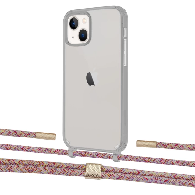Чохол Upex Crossbody Protection Case для iPhone 13 Dark with Twine Mulberry and Fausset Gold (UP84377)