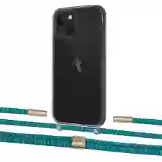Чохол Upex Crossbody Protection Case для iPhone 13 Dark with Twine Cyan and Fausset Gold (UP84378)