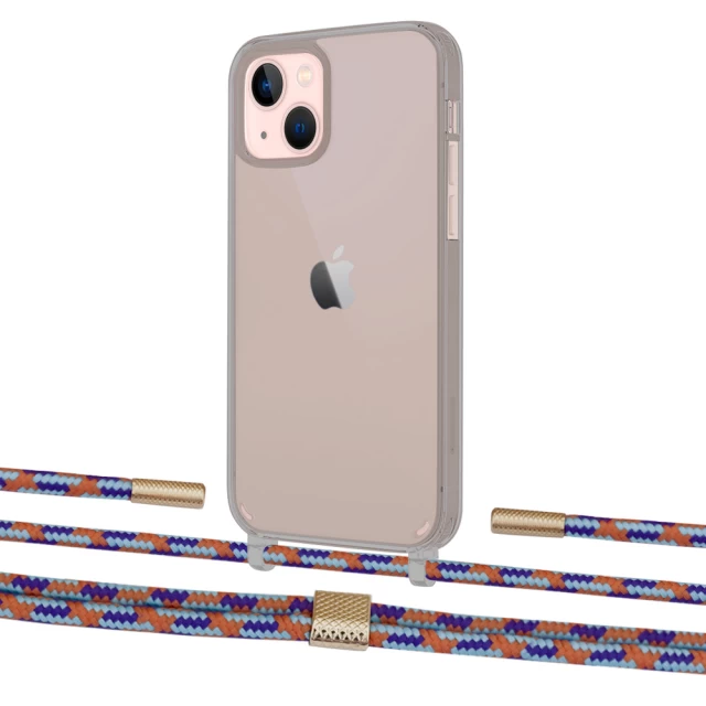 Чехол Upex Crossbody Protection Case для iPhone 13 Dark with Twine Blue Sunset and Fausset Gold (UP84380)