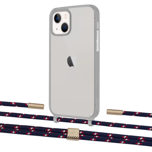 Чохол Upex Crossbody Protection Case для iPhone 13 Dark with Twine Blue Marine and Fausset Gold (UP84382)