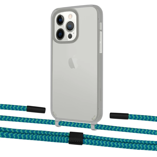 Чехол Upex Crossbody Protection Case для iPhone 13 Pro Max Dark with Twine Cyan and Fausset Matte Black (UP84446)