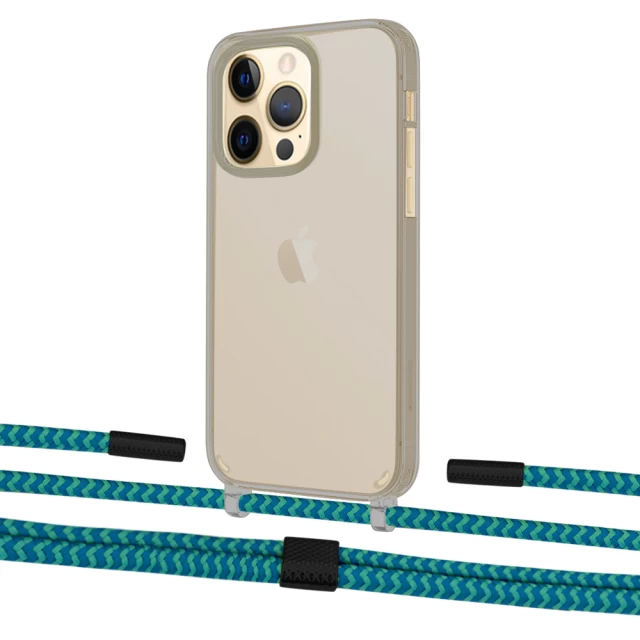 Чехол Upex Crossbody Protection Case для iPhone 13 Pro Max Dark with Twine Cyan and Fausset Matte Black (UP84446)
