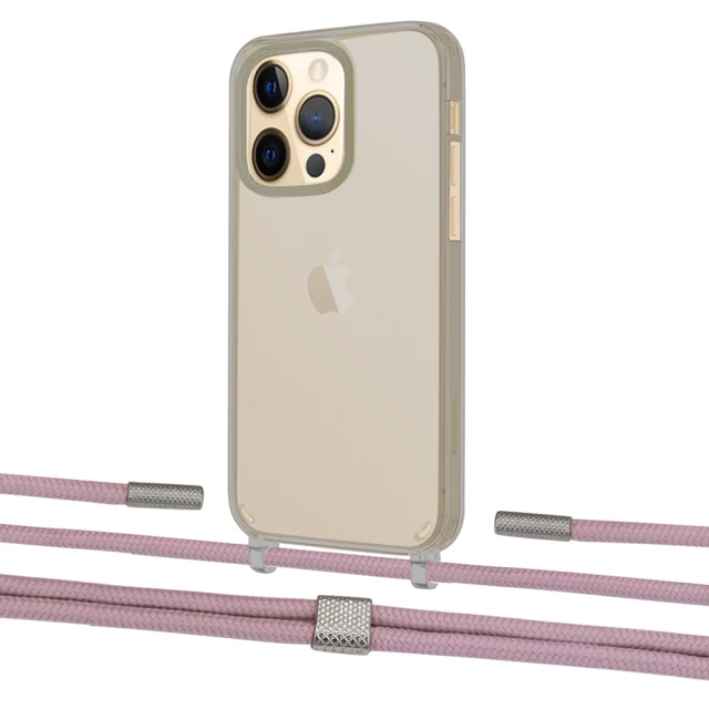 Чохол Upex Crossbody Protection Case для iPhone 13 Pro Max Dark with Twine Rose Gold and Fausset Silver (UP84454)