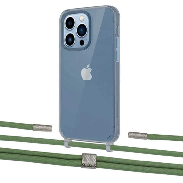 Чехол Upex Crossbody Protection Case для iPhone 13 Pro Dark with Twine Mint and Fausset Silver (UP84410)