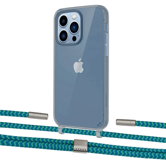 Чохол Upex Crossbody Protection Case для iPhone 13 Pro Dark with Twine Cyan and Fausset Silver (UP84412)