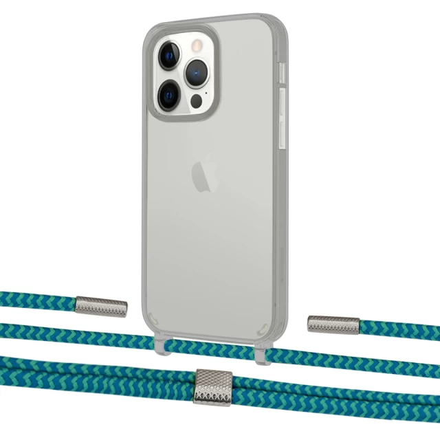 Чехол Upex Crossbody Protection Case для iPhone 13 Pro Max Dark with Twine Cyan and Fausset Silver (UP84463)